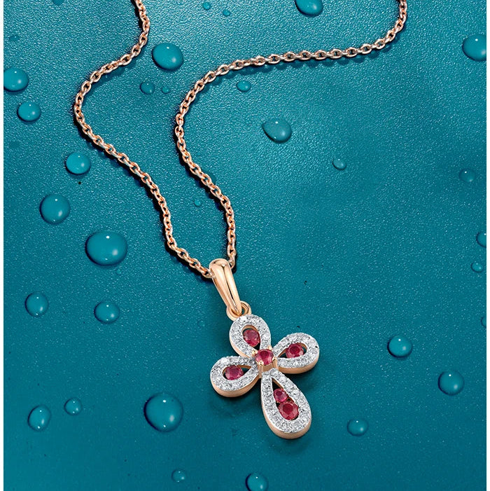 Majestic Ruby & Diamond Cross Pendant