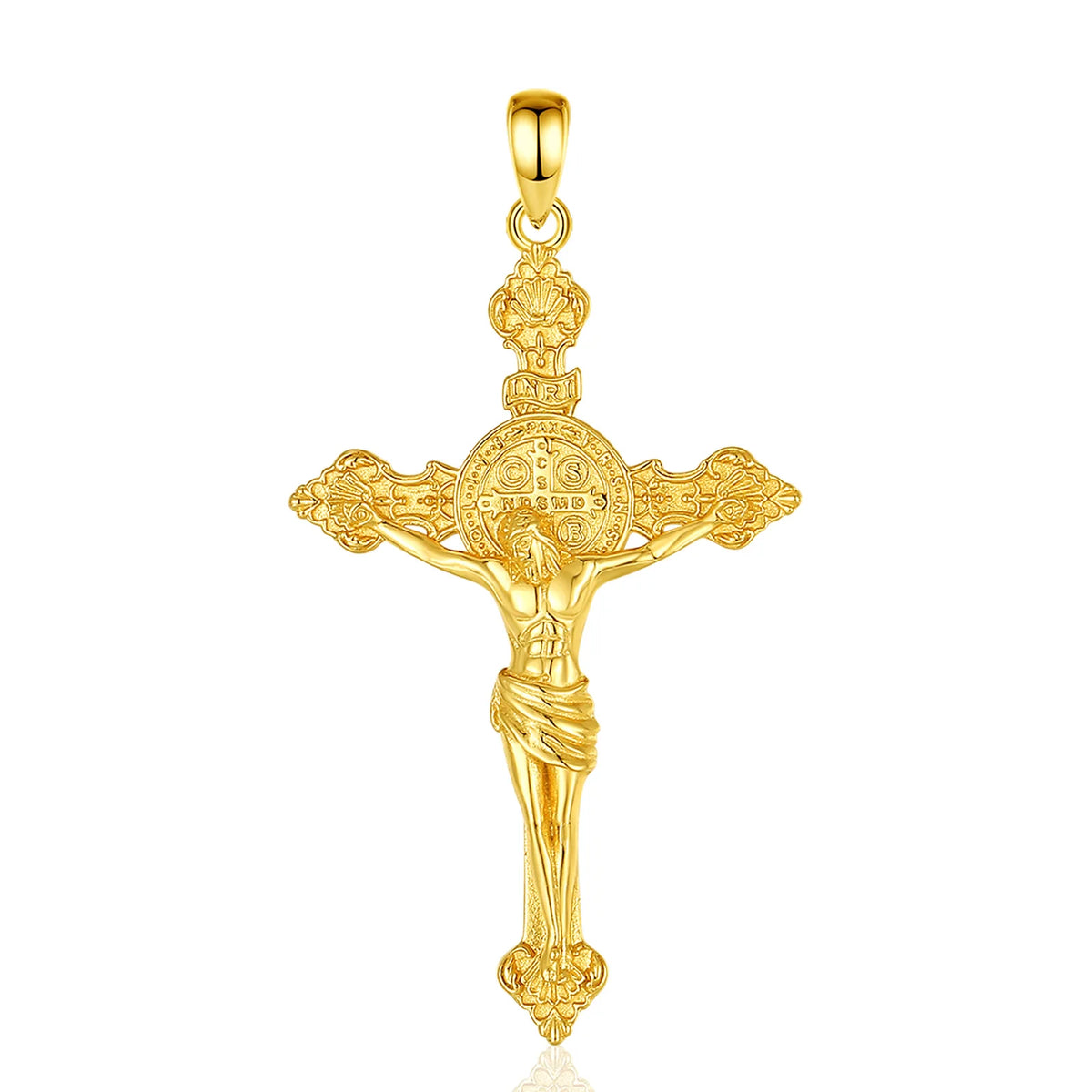 St. Benedict Cross of Jesus Necklace - Gold