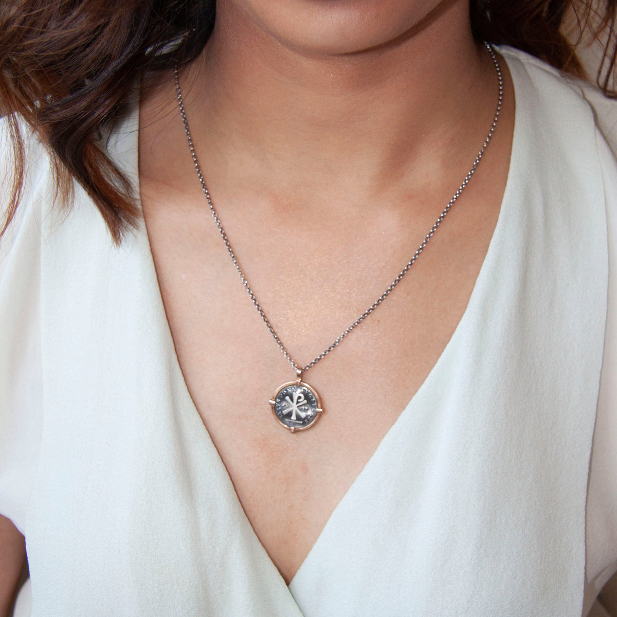 Chi-Rho Coin Necklace - Cornerstone Jewellery Necklace Christian Catholic Religous fine Jewelry