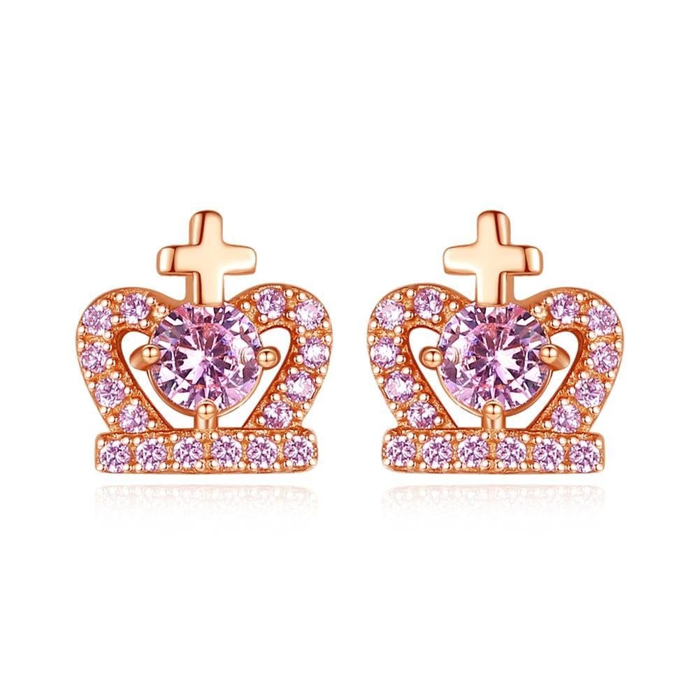 Royal Priesthood Pave Studs - Cornerstone Jewellery Pink Earrings Christian Catholic Religous fine Jewelry