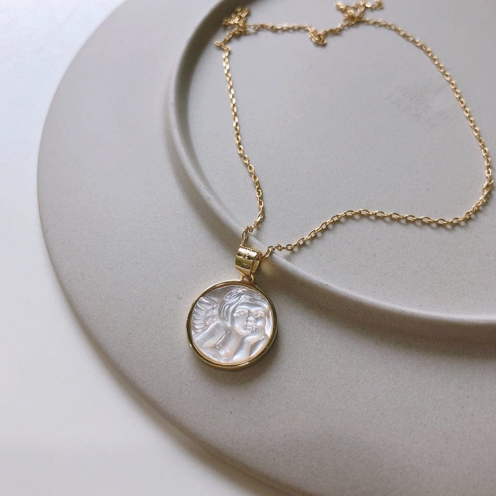 Angel Face Shell Necklace - Cornerstone Jewellery Necklace Christian Catholic Religous fine Jewelry