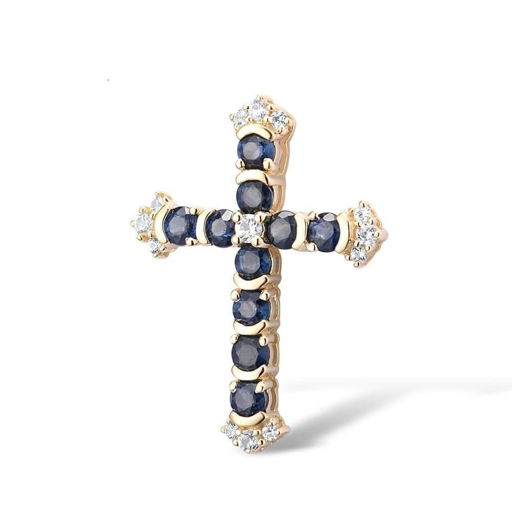 Glorious Cross Sapphire Pendant - Cornerstone Jewellery Necklace Christian Catholic Religous fine Jewelry