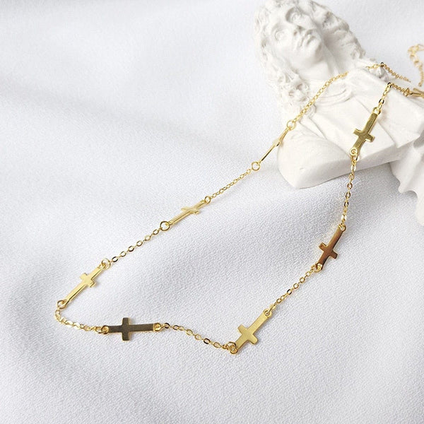 Nordic Cross Choker - Cornerstone Jewellery Necklace Christian Catholic Religous fine Jewelry