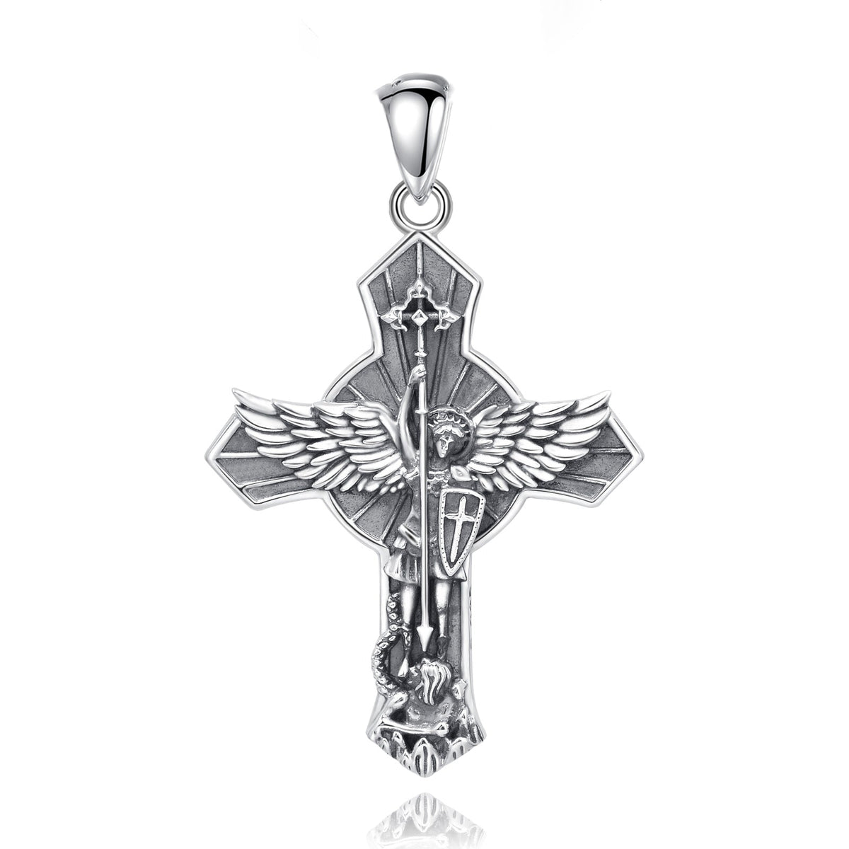 Saint Michael Cross Pendant Necklace