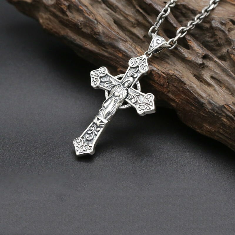 Virgin Mary Reversible Cross Pendant