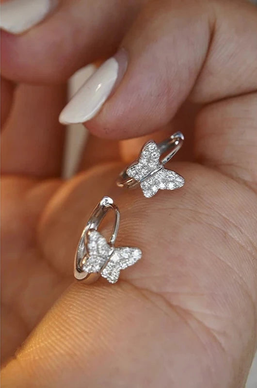 Diamond Butterfly Huggies Earrings