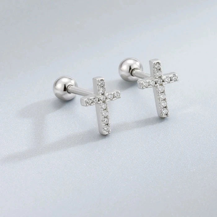 Redeemer's Cross Pave Stud Earrings