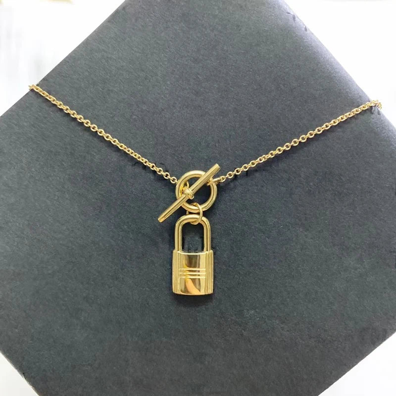 18K Gold Lock Toggle Necklace