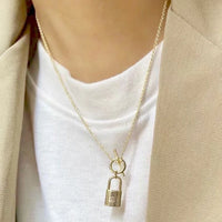 18K Gold Lock Toggle Necklace