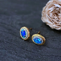 Opal Diamond Halo Studs