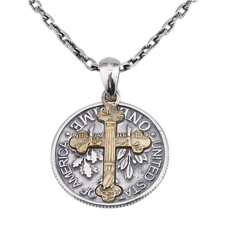 American Cross Coin Necklace