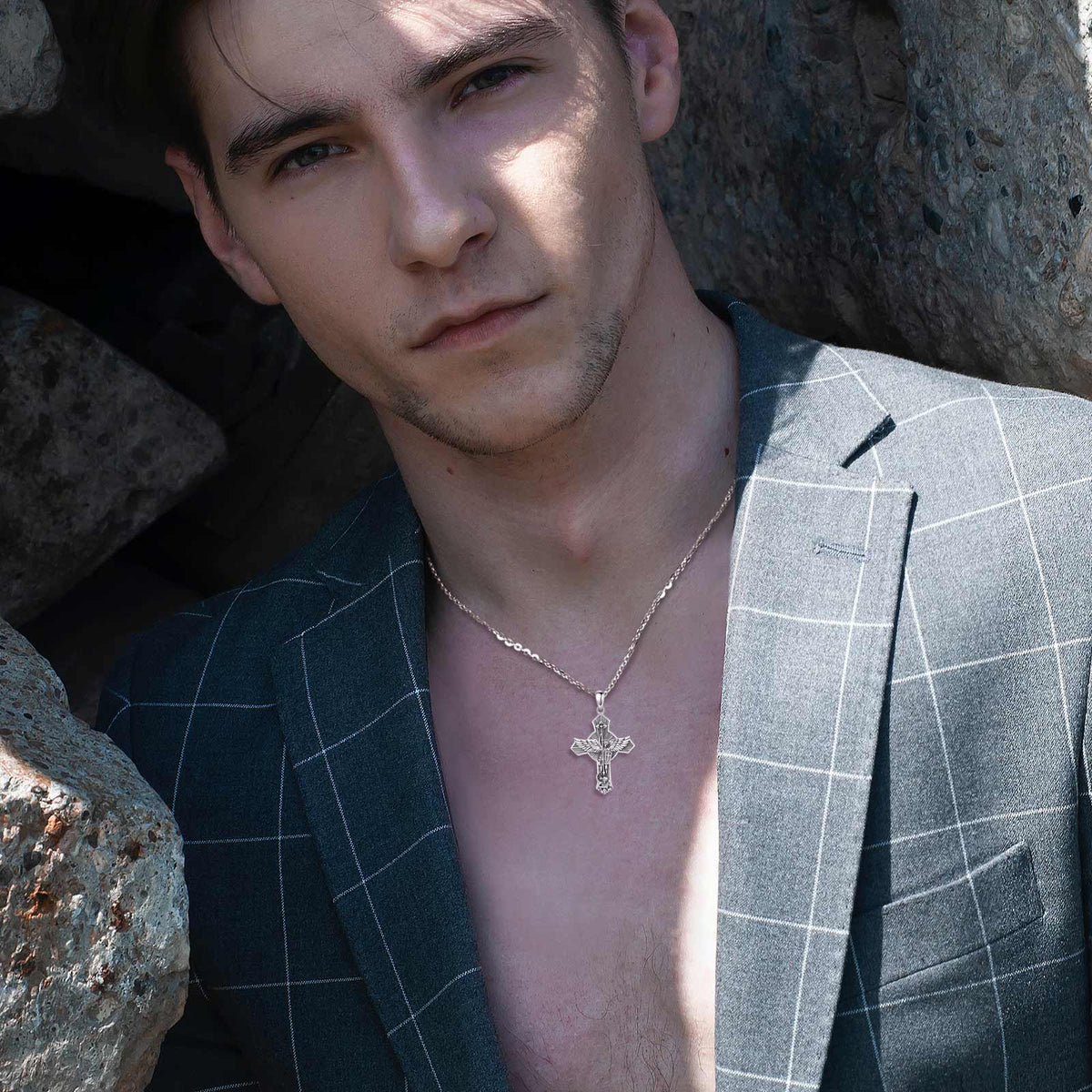 Saint Michael Cross Pendant Necklace