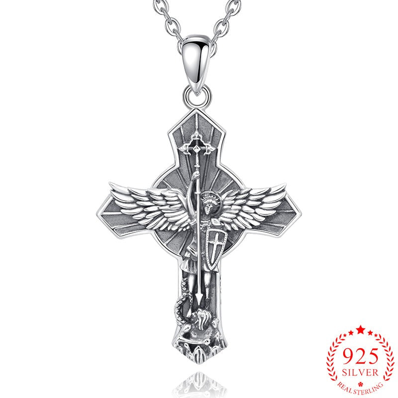 Saint Michael Cross Pendant Necklace