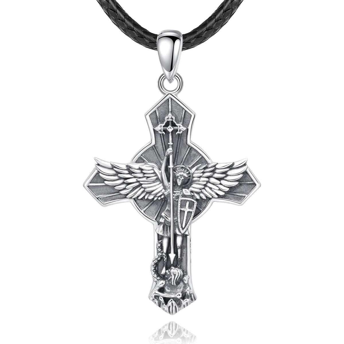 Saint Michael Cross Pendant Necklace
