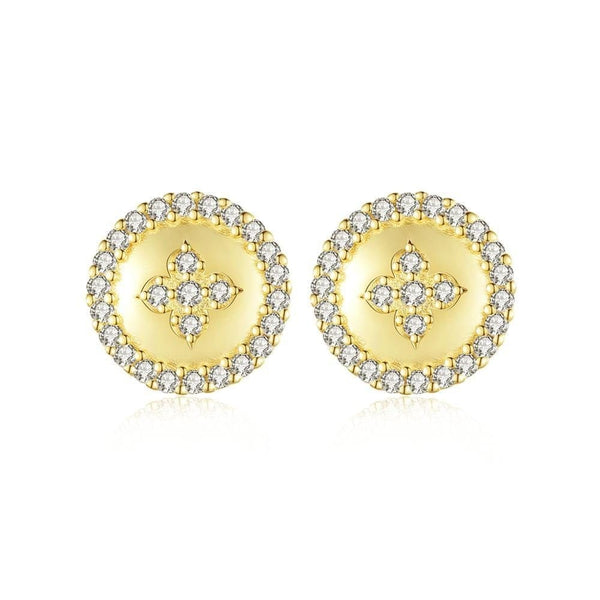 Petal Cross Pave Stud - Cornerstone Jewellery Earrings Christian Catholic Religous fine Jewelry