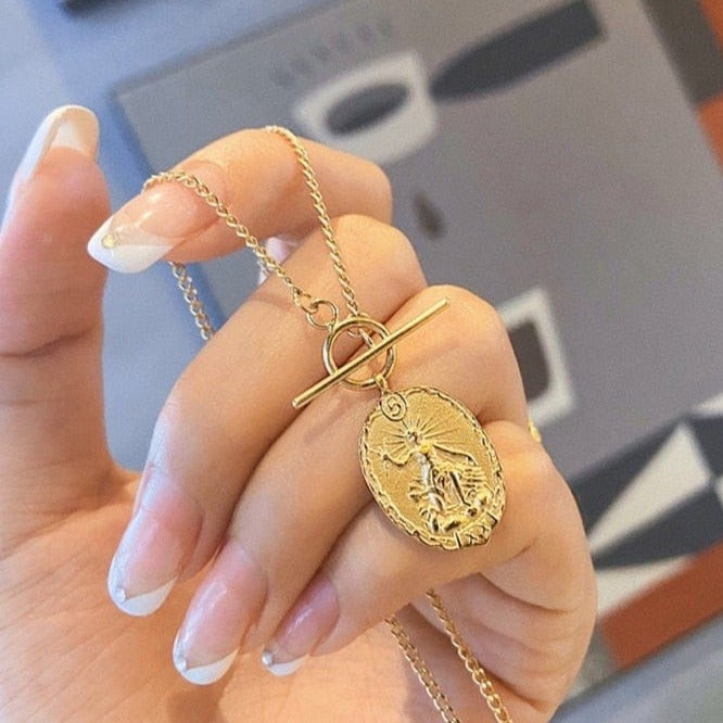 Brave Saint Gold Medallion - Cornerstone Jewellery Necklace Christian Catholic Religous fine Jewelry