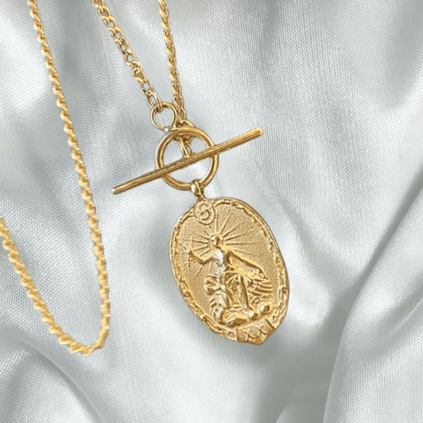 Brave Saint Gold Medallion - Cornerstone Jewellery Necklace Christian Catholic Religous fine Jewelry