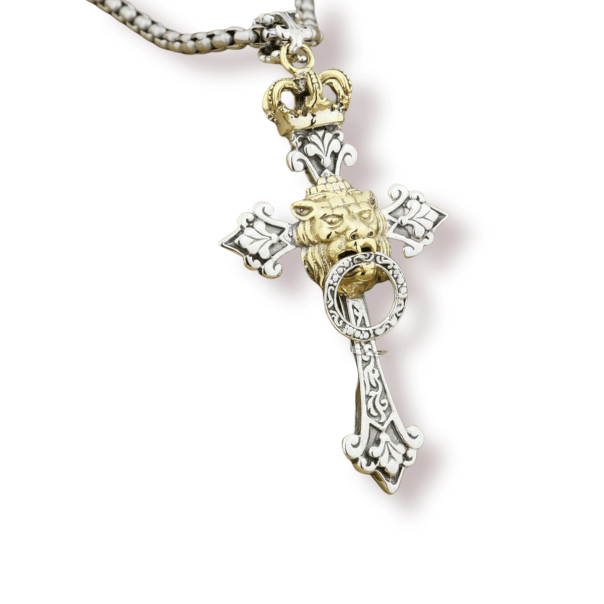 Lion of Judah Cross Pendant Necklace - Cornerstone Jewellery Necklace Christian Catholic Religous fine Jewelry