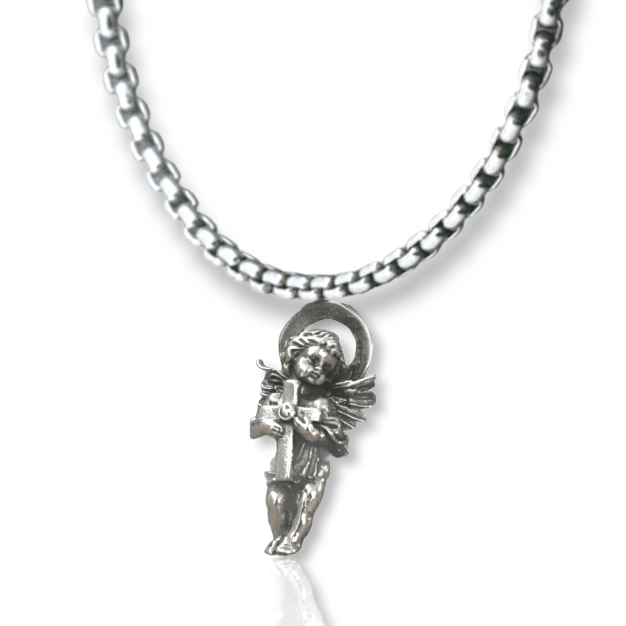 Ministering Angel Pendant Necklace - Cornerstone Jewellery with 24inch Steel N Necklace Christian Catholic Religous fine Jewelry