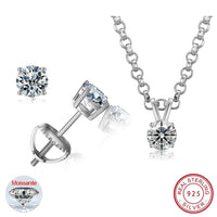 Beloved Solitaire Studs & Necklace Set - Cornerstone Jewellery Silver / 3mm Set(0.3ctw) Sets Christian Catholic Religous fine Jewelry